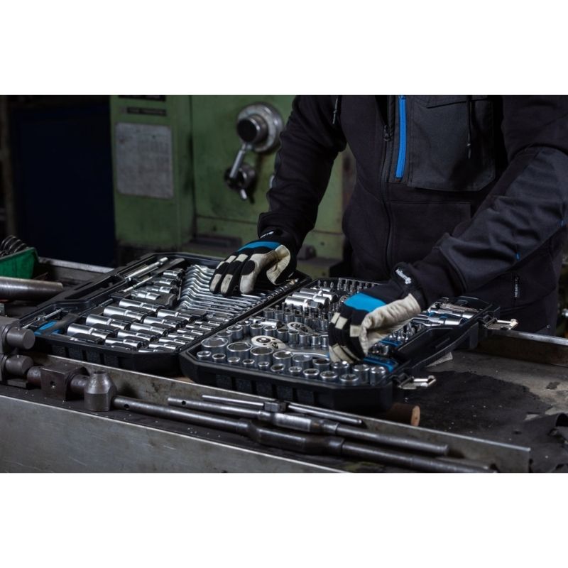 Набор инструментов 1/2″ 1/4″ 3/8″ 222шт CrV CrMo Hogert в кейсе (HT1R244)