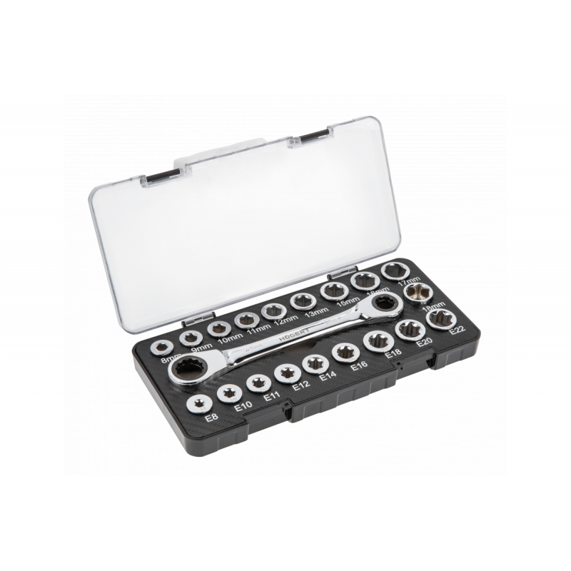 Накидний ключ з тріскачками 20 насадок Hogert (HT1R492)