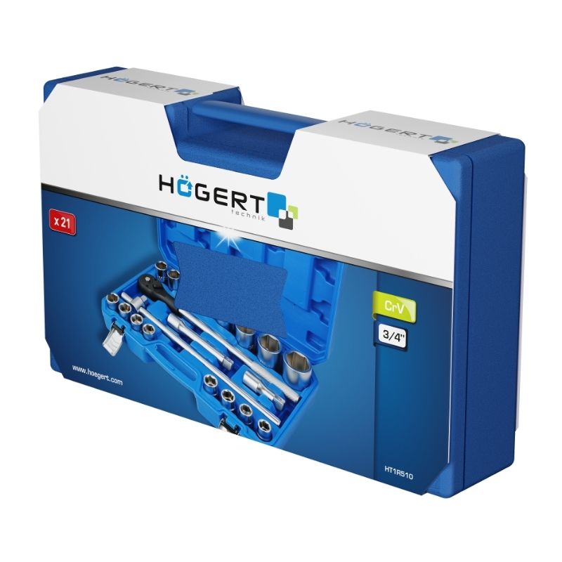 Набор инструментов 3/4" 21шт Hogert в кейсе (HT1R510)