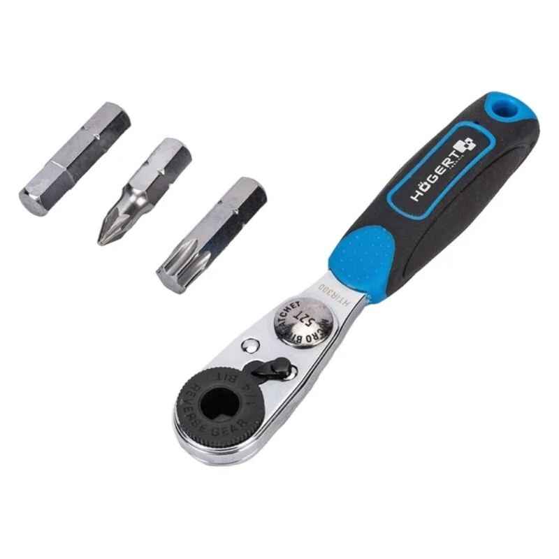 Набір біт з тріскачкою 1/4" CrV PH PZ PZ SL HEX Torx 33шт Hogert (HT1R460)