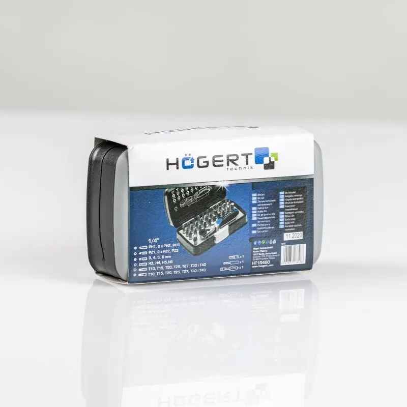 Набір біт з тріскачкою 1/4" CrV PH PZ PZ SL HEX Torx 33шт Hogert (HT1R460)