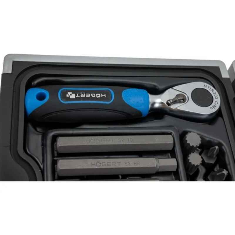 Набір біт 1/4" PH SL Torx HEX 37шт з тріскачкою 72 зубці Hogert (HT1R466)
