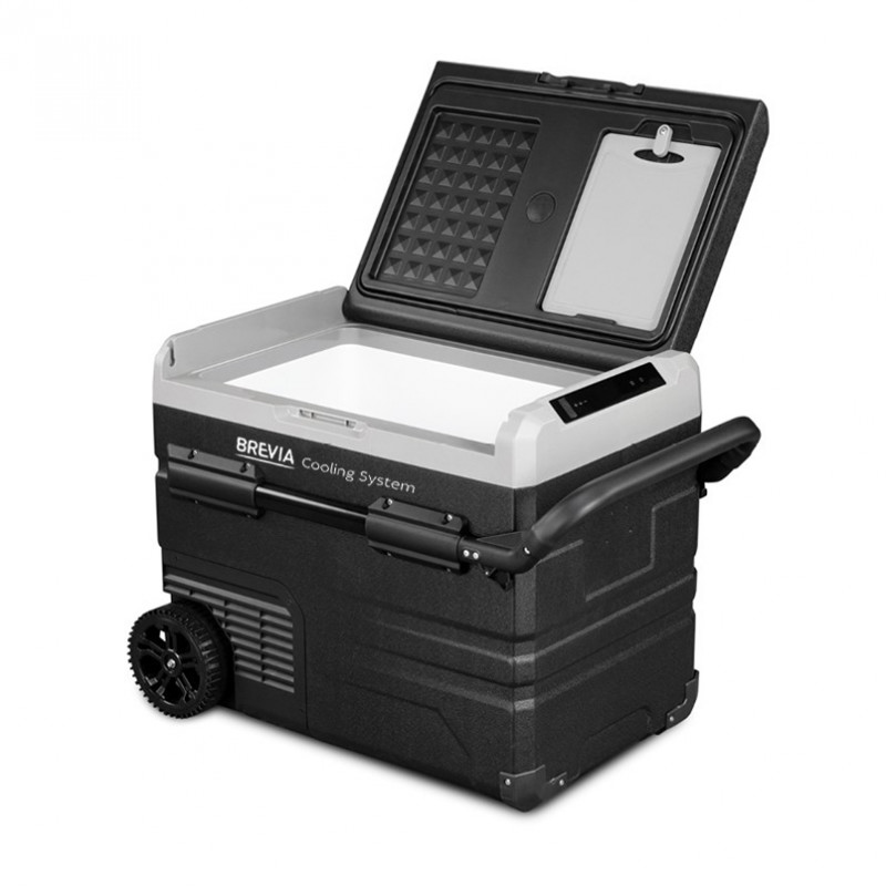 Портативный автохолодильник компрессорный 60л BREVIA на колесах с автономной работой пластиковый 12/24В 220В (22640)