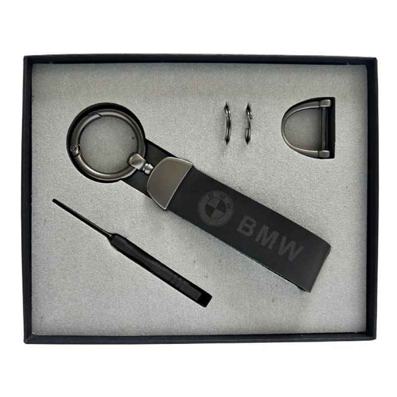 Брелок для ключів авто шкіряний RG з карабіном графітовий BMW (BR-4GrBMW)