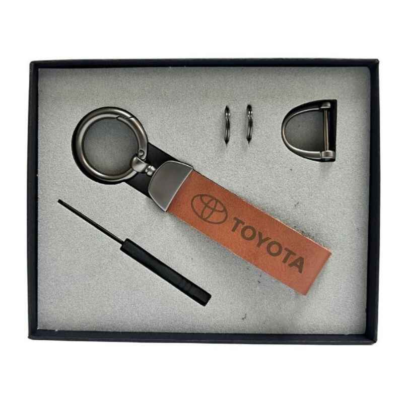 Брелок для ключів авто шкіряний RG з карабіном коричневий Toyota (BR-1BRToy)