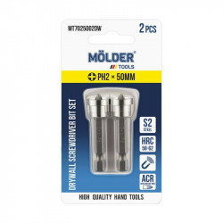 Н-р бит с огранич. для гипсокартона MOLDER, PH2x50мм, 2шт в блистере (MT7025002DW)