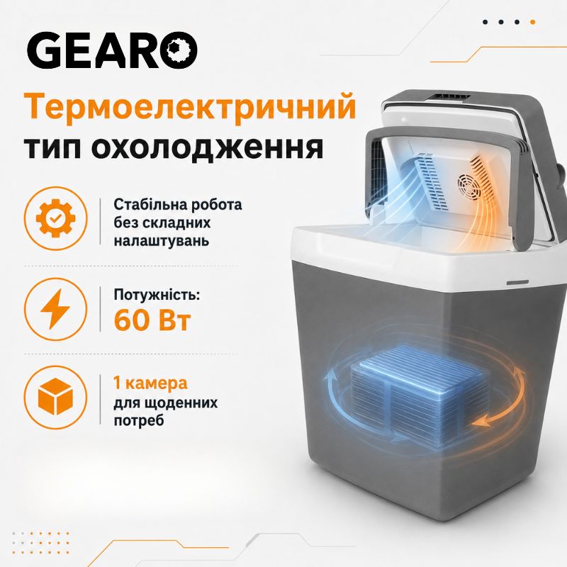 Автохолодильник термоэлектрический 29л Gearo 12В 60W (GE0301)