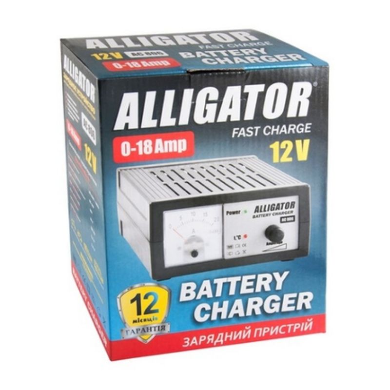 Зарядний пристрій трансформаторний Alligator 12В 18А зарядка для акумуляторів батарей 120Аг (AC806)