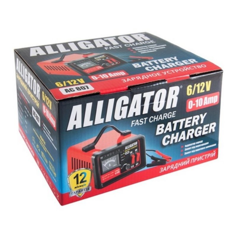 Зарядний пристрій автомобільного акумулятора АКБ трансформаторний Alligator 6/12В 10А 100Аг (AC807)