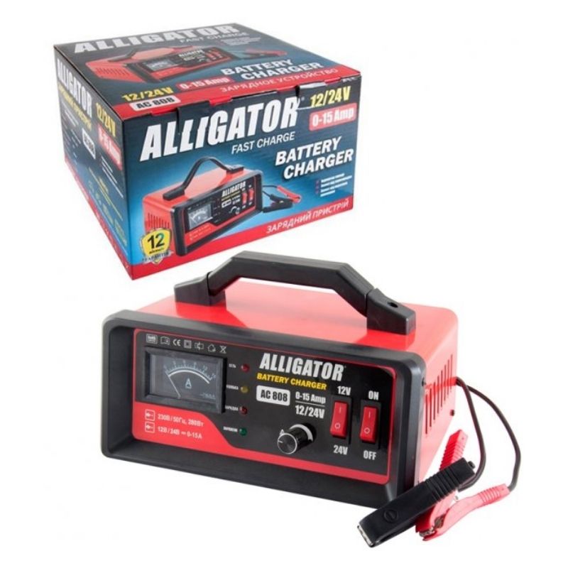 Зарядний пристрій автомобільного акумулятора АКБ Alligator 12/24В 15А 150Аг (AC808)