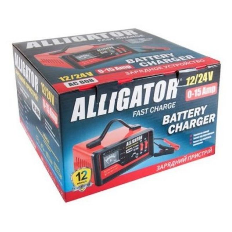Зарядний пристрій автомобільного акумулятора АКБ Alligator 12/24В 15А 150Аг (AC808)