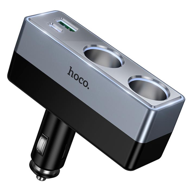 Адаптер автомобільний HOCO Smart dual cigarette lighter PD car charger Z65B |1USB/1Type-C/2DC, 240W,