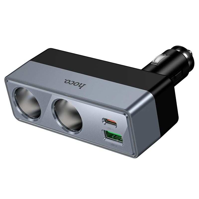 Адаптер автомобільний HOCO Smart dual cigarette lighter PD car charger Z65B |1USB/1Type-C/2DC, 240W,