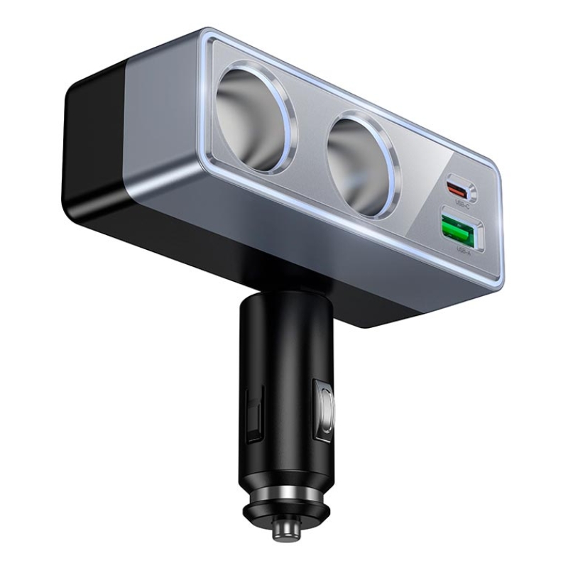 Адаптер автомобільний HOCO Smart dual cigarette lighter PD car charger Z65B |1USB/1Type-C/2DC, 240W,