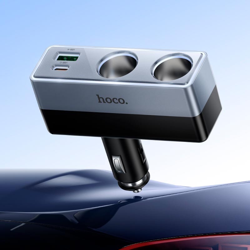 Адаптер автомобільний HOCO Smart dual cigarette lighter PD car charger Z65B |1USB/1Type-C/2DC, 240W,
