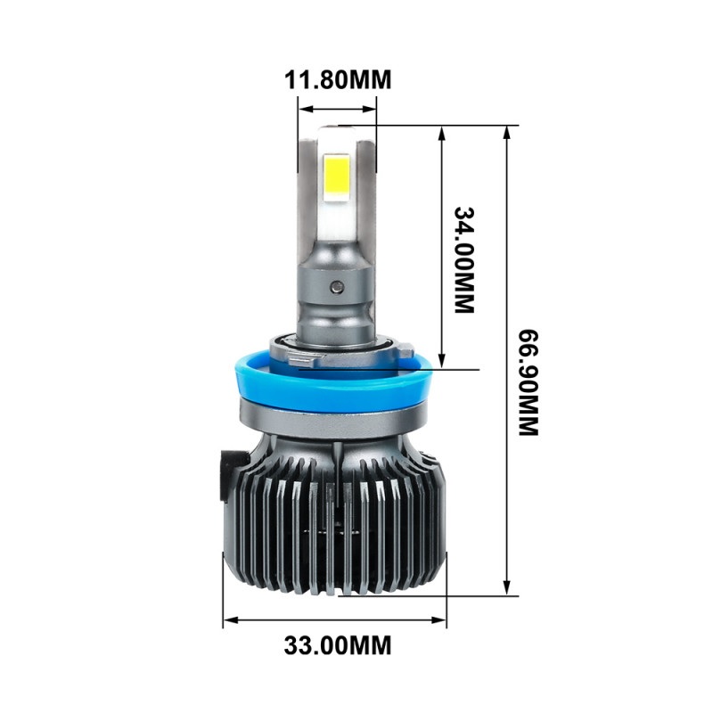 Світлодіодні автолампи H11 CARLAMP Ultra Vision лампи з освітленням на 150+ метрів для вашого авто 9400Lm 6000K (UVH11)