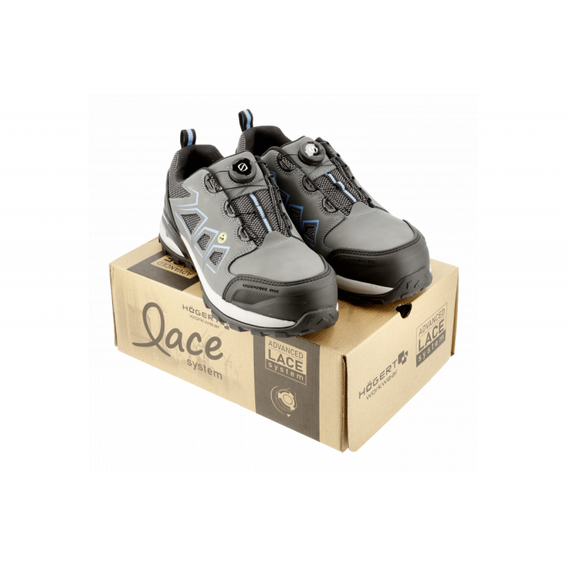 FULDE Рабочие ботинки LACE SYSTEM S3S SR FO ESD серый/синий 43 Hogert (HT5K577-43)