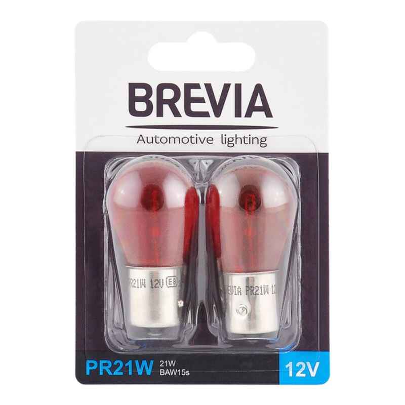 Лампи галогенні BAW15s Brevia PR21W 12V червоні 2шт (12326B2)