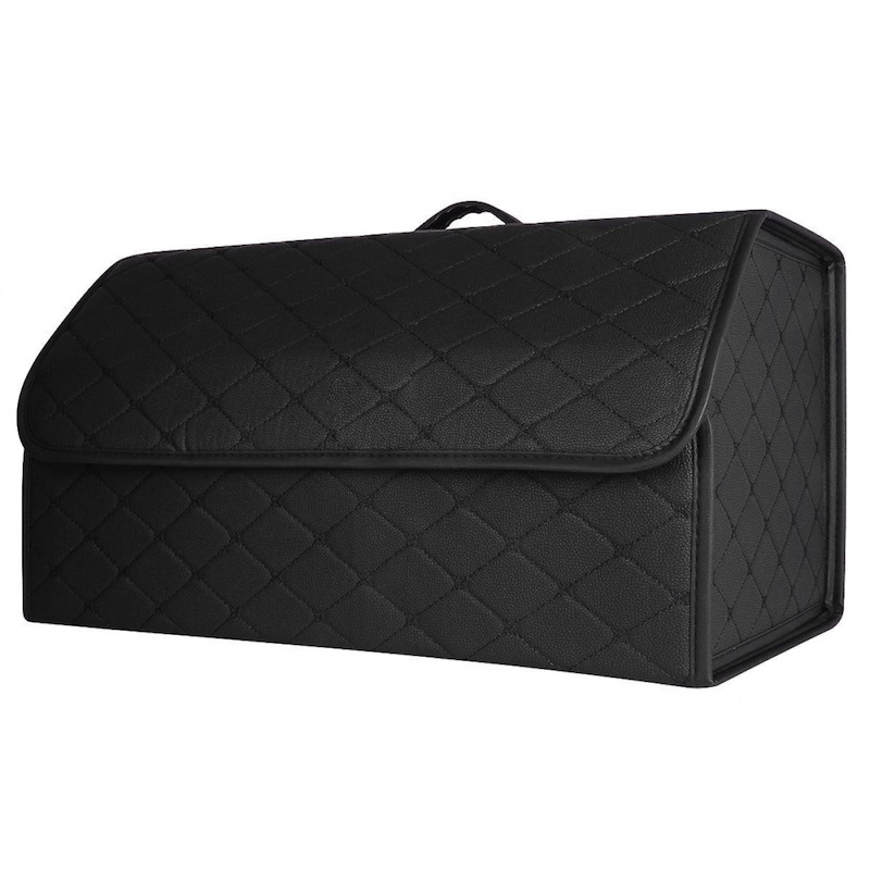 Органайзер в багажник автомобіля чорний штучна шкіра 2 відділення на липучці 54смХ30смХ30см (44650/black)