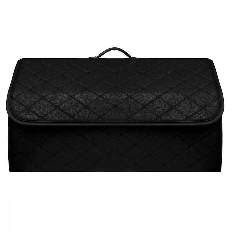 Органайзер в багажник автомобіля чорний штучна шкіра 2 відділення на липучці 54смХ30смХ30см (44650/black)