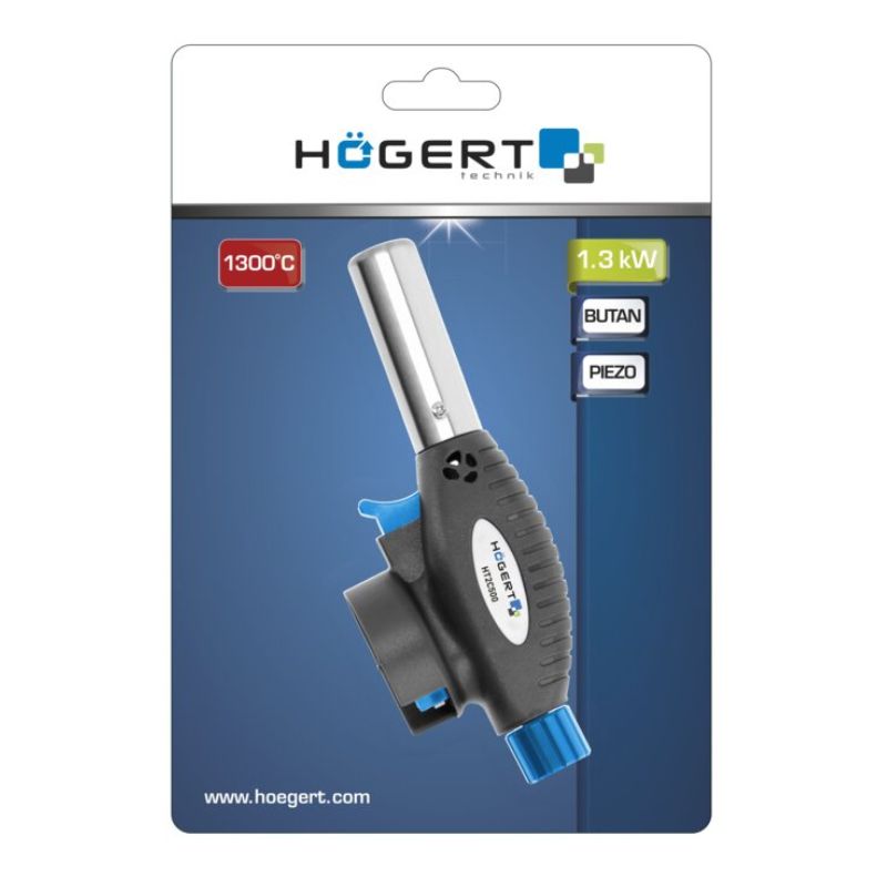Горелка газовая с пьезоподжигом 1300W 96г/ч Hogert (HT2C500)