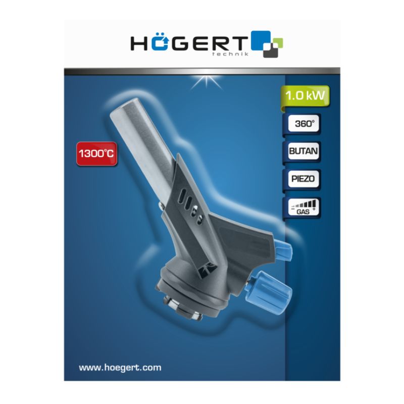 Газовий пальник з п'єзопідпалом 1000W Hogert (HT2C505)