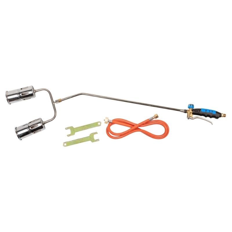 Професійний газовий паяльник із двома головками довгий Hogert (HT2C513)