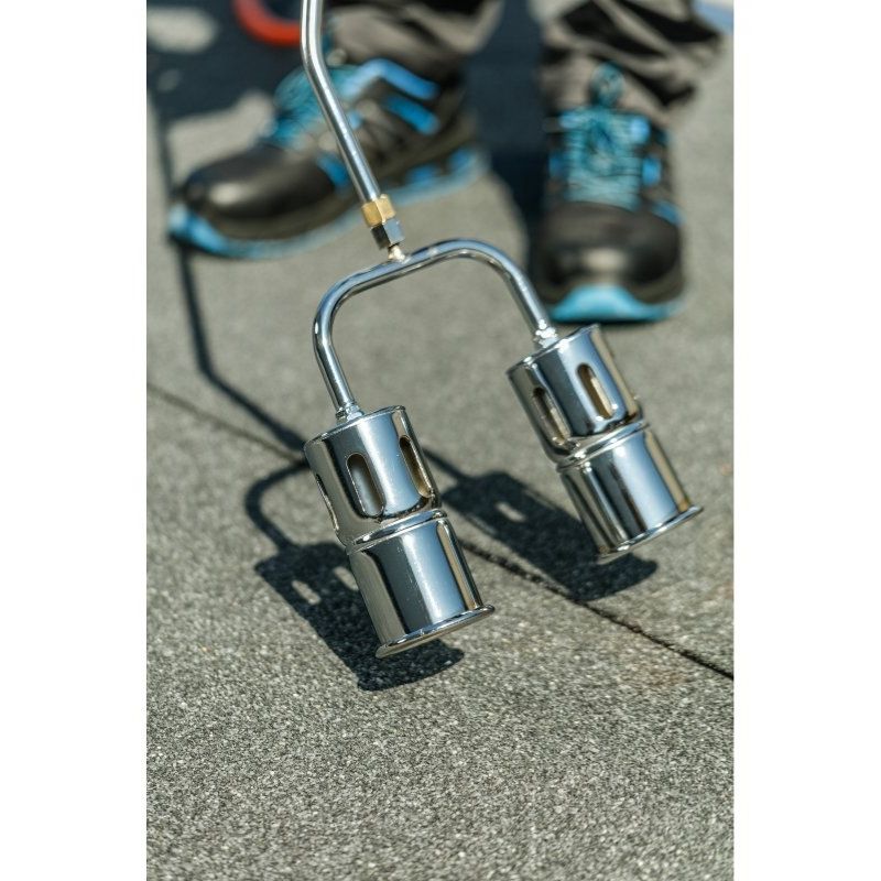 Професійний газовий паяльник із двома головками довгий Hogert (HT2C513)