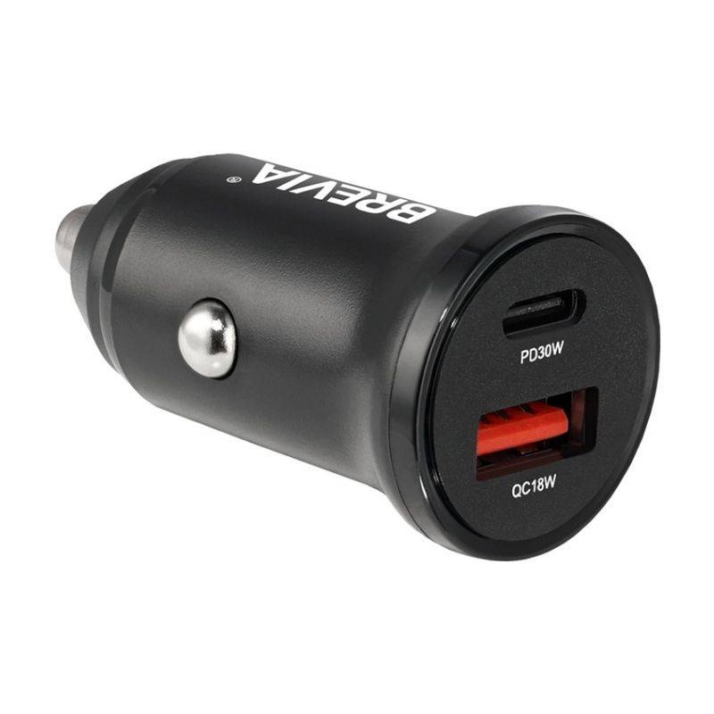 Автомобільний зарядний пристрій Brevia ePower DualCharge 30W 1xUSB-C+1xUSB-A, чорний (46430CAB)
