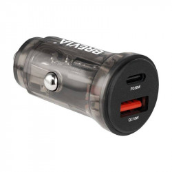 Автомобільний зарядний пристрій Brevia ePower DualCharge 30W 1xUSB-C+1xUSB-A, прозорий чорний (46130