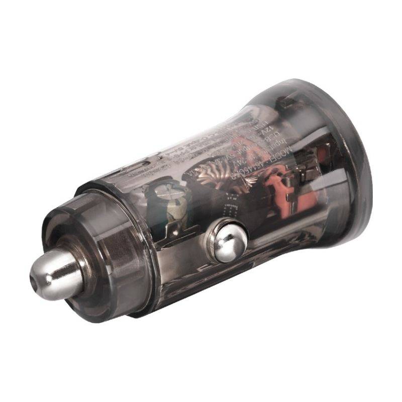 Автомобільний зарядний пристрій Brevia ePower DualCharge 45W 1xUSB-C+1xUSB-A, прозорий чорний (46145