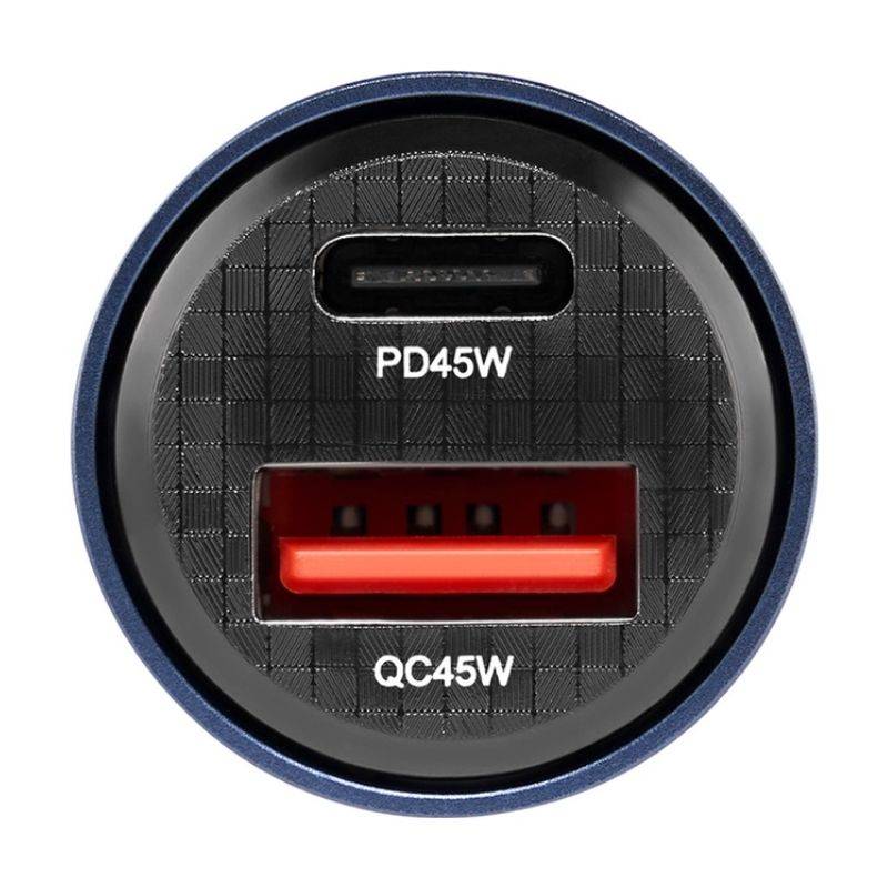 Автомобільний зарядний пристрій Brevia ePower DualCharge 45W 1xUSB-C+1xUSB-A, прозорий синій (46545C