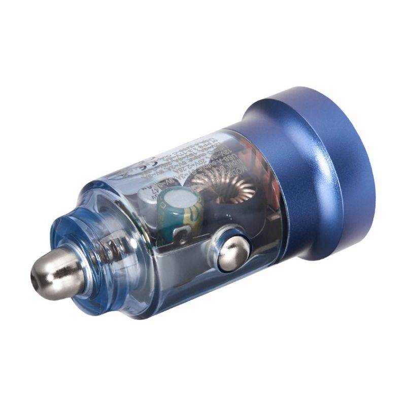 Автомобільний зарядний пристрій Brevia ePower DualCharge 45W 1xUSB-C+1xUSB-A, прозорий синій (46545C