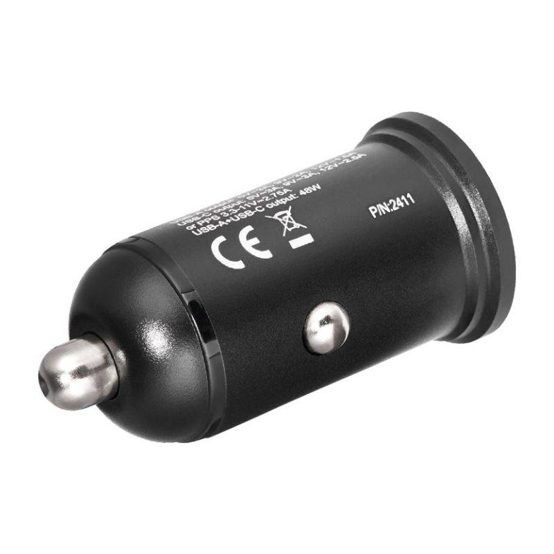 Автомобільний зарядний пристрій Brevia ePower DualCharge 48W 1xUSB-C+1xUSB-A, чорний (46348CAB)