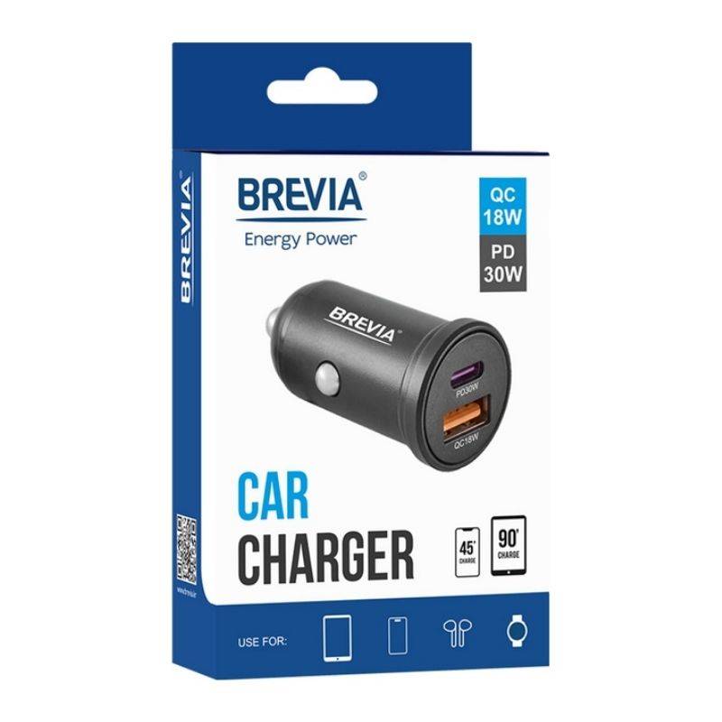 Автомобільний зарядний пристрій Brevia ePower DualCharge 48W 1xUSB-C+1xUSB-A, чорний (46348CAB)