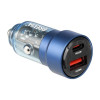 Автомобільний зарядний пристрій Brevia ePower DualCharge 75W 1xUSB-C+1xUSB-A, прозорий синій (46575C