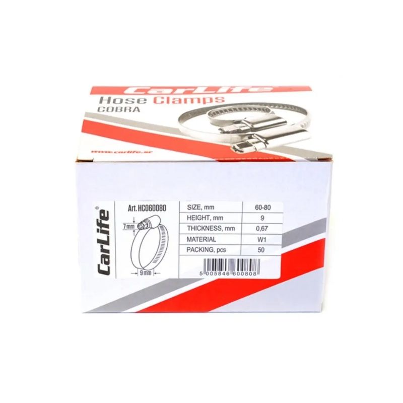 Хомут оцинкований 60-80мм CARLIFE (HC06080)