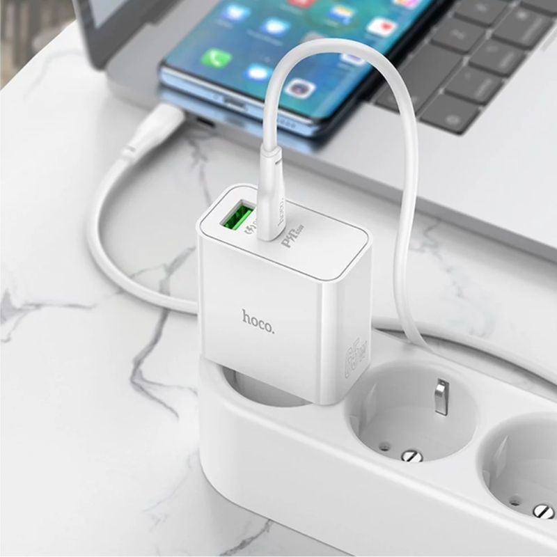 Адаптер мережевий 65W/3A Hoco Awesome 1USB/1Type-C PD/QC (C113A)