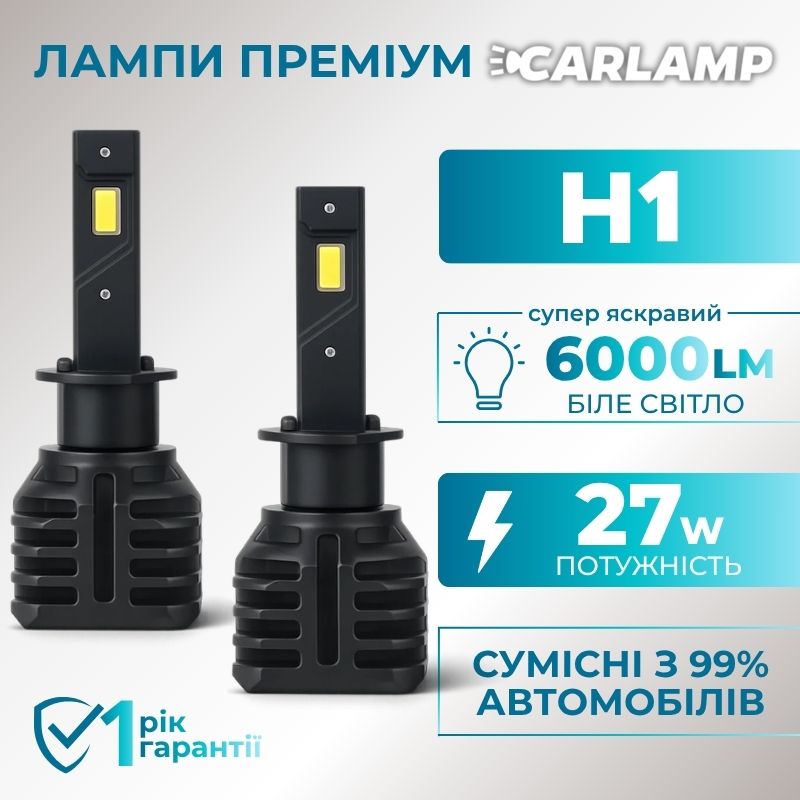 Светодиодные лампы Н1 для авто Carlamp Night Vision Gen 3 Led автолампы 5500K 6000 Lm (NVG3H1)