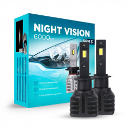 Світлодіодні лампи Н1 для авто Carlamp Night Vision Gen 3 Led автолампи 5500K 6000 Lm (NVG3H1)
