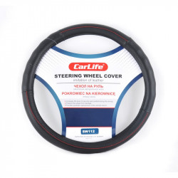 Чохол для керма XL чорний з червоною ниткою (шкірозамінник) Carlife SW112XL (SW112XL)