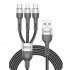 Кабель BREVIA 3in1 USB to Lightning+Micro+Type-C 3A, 1,2m, black, box (250шт.) (59120BULMCC1)