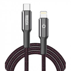 Кабель BREVIA Type-C to Lightning 30W 1,2m, black, box (250шт.) (54120BCLC1)