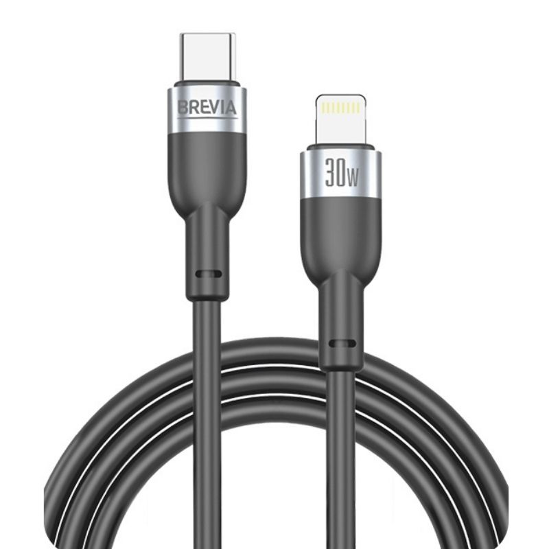 Кабель BREVIA Type-C to Lightning 30W 1.2m, black, box (250шт.) (52120BCLC1)