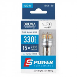 Brevia S-Power P21/5W 330Lm 15x2835SMD 12/24V CANbus, 2шт (10203X2)