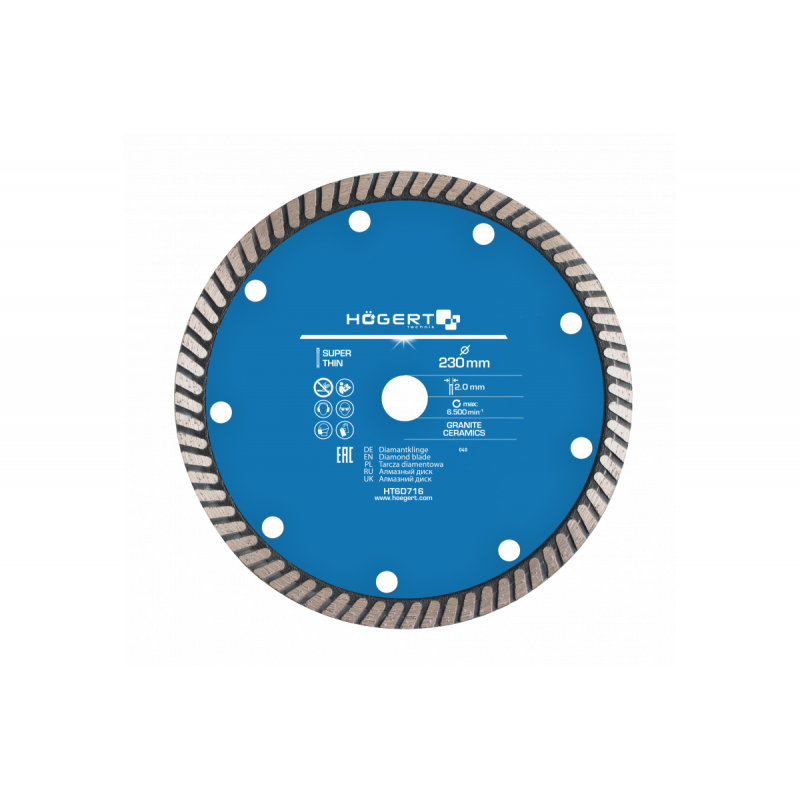 Диск відрізний алмазний супертонкий 230х2.0х22.2 мм Hogert (HT6D716)