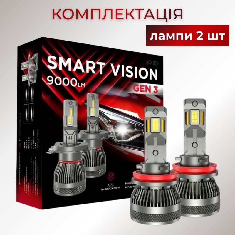 Светодиодные лампы H11 для авто Carlamp Smart Vision Gen3 Led автолампы 9000 Lm 6500 K (SMG3H11)