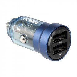 Автомобільний зарядний пристрій Brevia ePower DualDrive 15W 2xUSB-A, прозорий синій (46515DUBL)