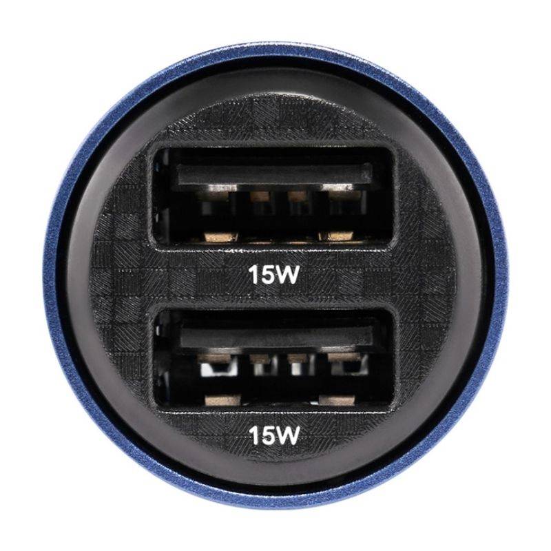 Автомобільний зарядний пристрій Brevia ePower DualDrive 15W 2xUSB-A, прозорий синій (46515DUBL)