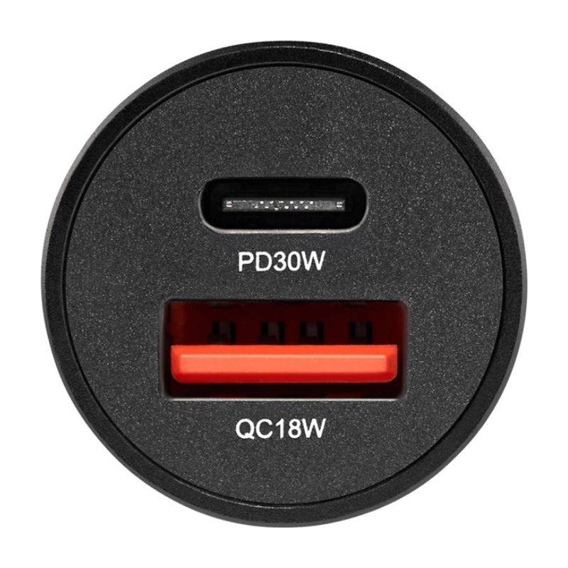Автомобільний зарядний пристрій Brevia ePower DualMetal 48W 1xUSB-C+1xUSB-A, чорний (46248CAB)